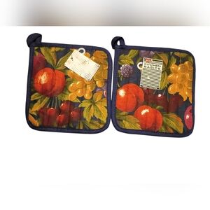 Fruit Pattern Pot Holders - Multicolor Set Of 2 Nwt